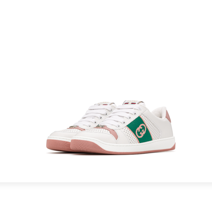 Кроссовки Gucci Screener White Light Pink Green