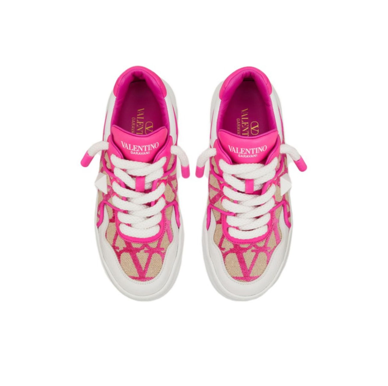 Кроссовки Valentino Garavani One Stud Pink and Beige — изображение 4