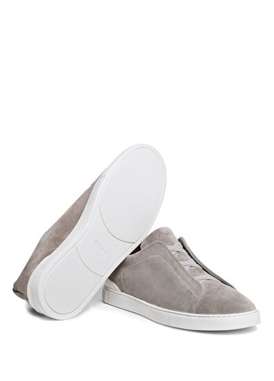 Кроссовки Zegna Leather Sneakers With Grey Logo — изображение 5