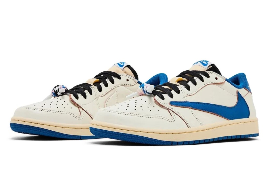 Кроссовки Nike Air Jordan 1 Low x Travis Scott x Fragment Sail Military Blue