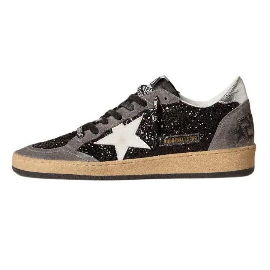 Golden Goose Ball Star Black Glitter Grey White