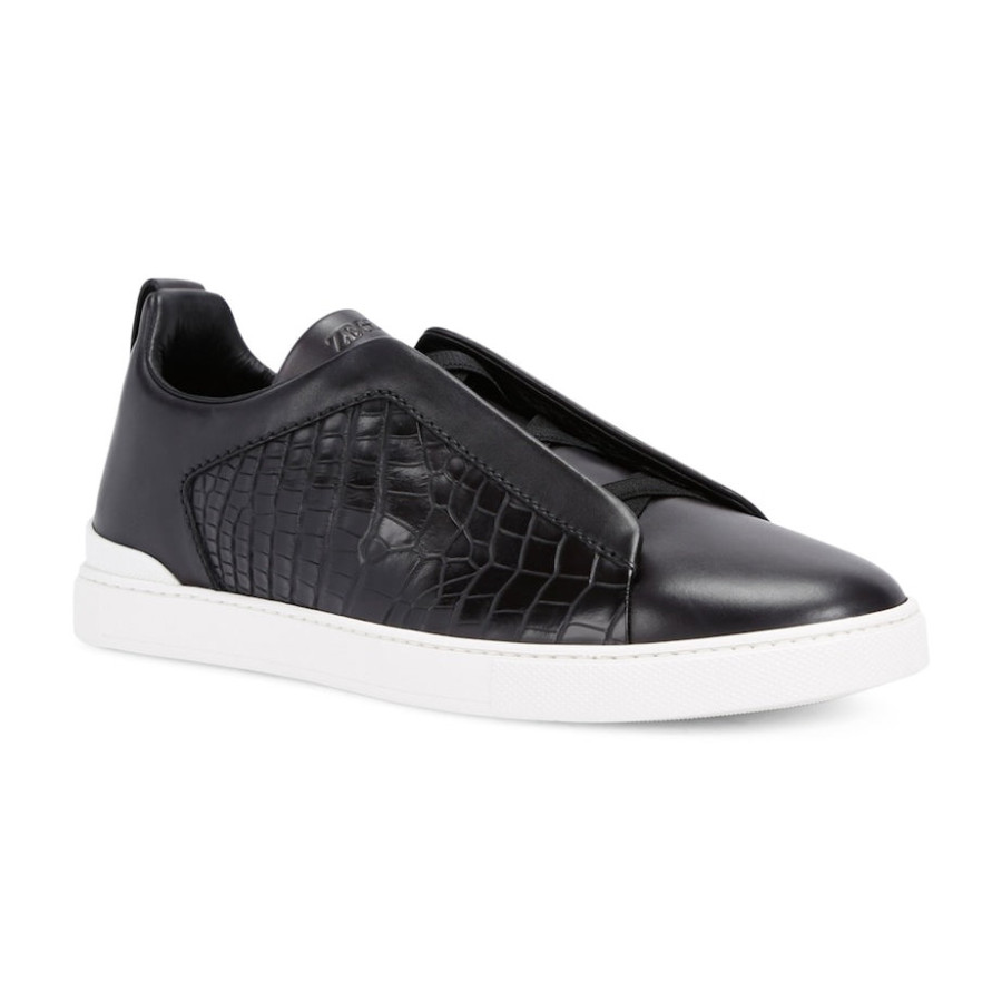 Zegna Triple Stitch Leather Black And Alligator — изображение 2