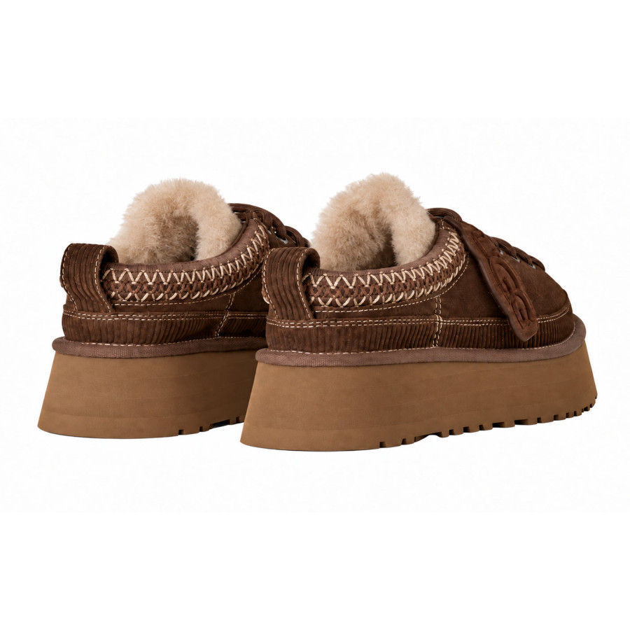 Задняя часть тапочек-кед UGG Heritage Lace-Up Slipper с меховой отделкой из овчины