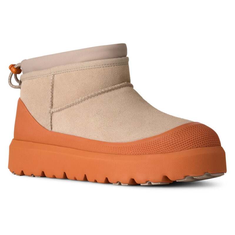 Песочные зимние угги UGG с ярким оранжевым резиновым рантом оригинал